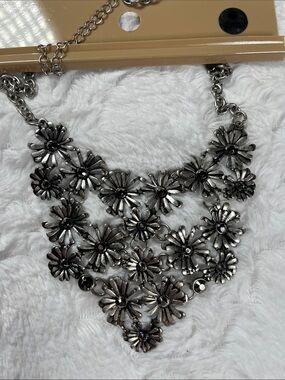 American Rag Gunmetal Floral Bib Necklace